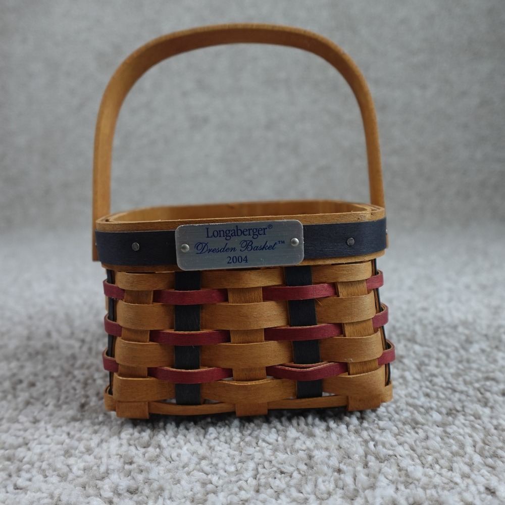 Longaberger 2004 Dresden Basket Set Patriotic Flag Liner Lid Protector Red Blue - Picture 5 of 13